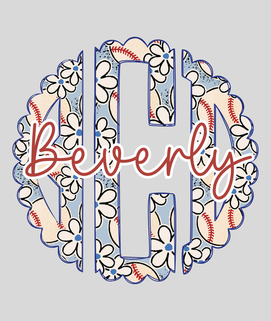 Baseball Scalloped Monogram - Comfort Colors