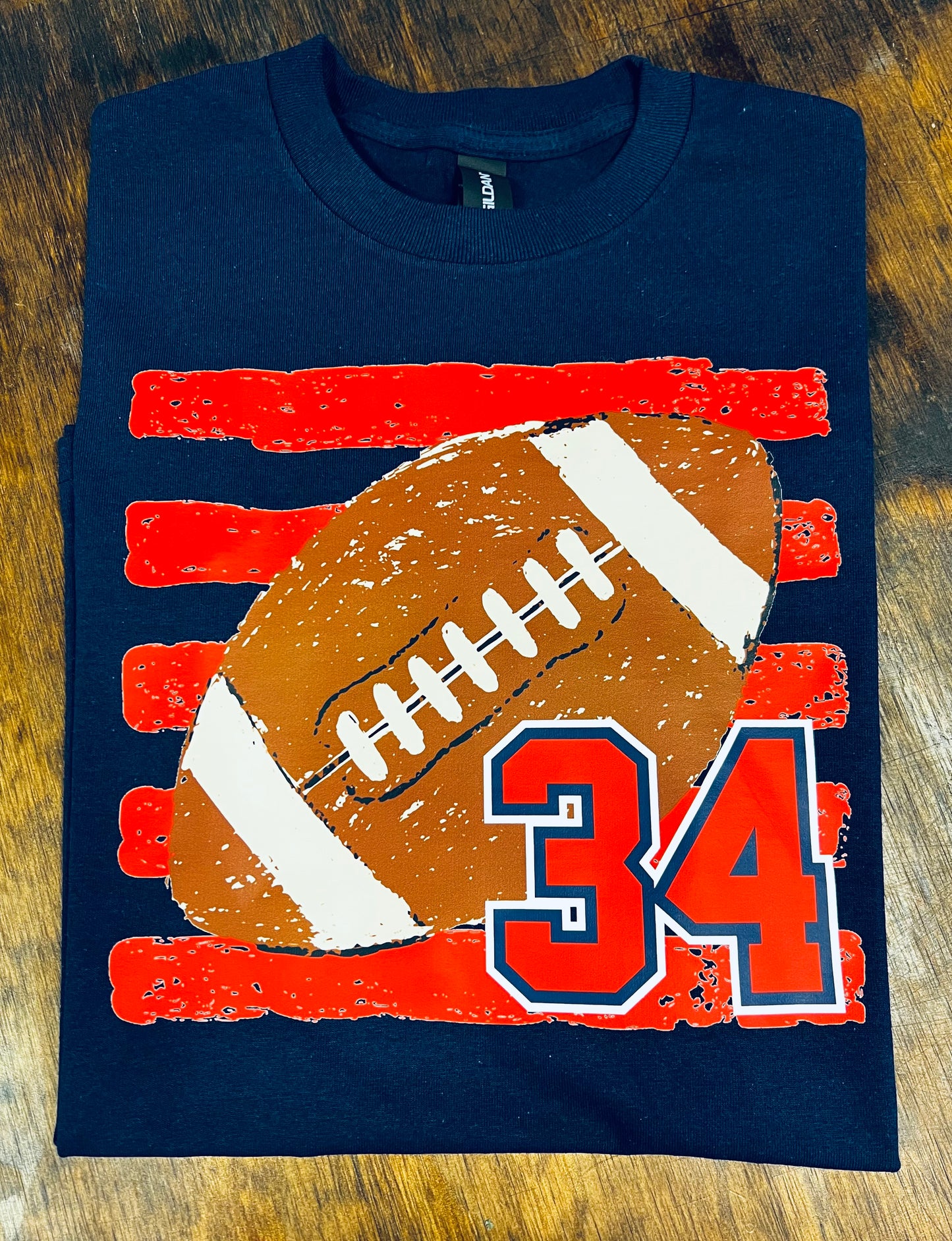 Football Custom Number Tee - Red