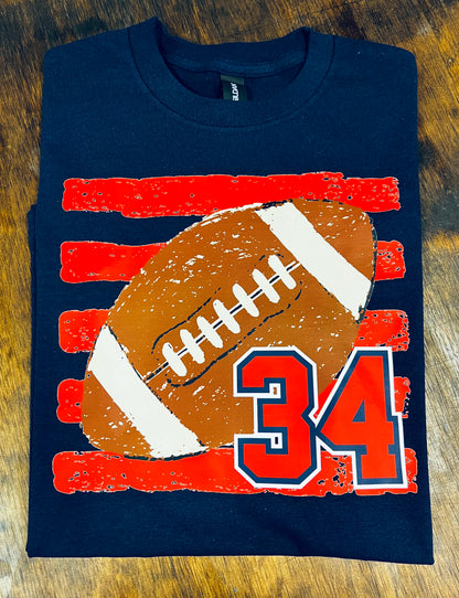 Football Custom Number Tee - Red