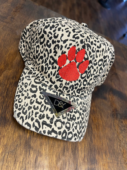 Leopard Paw Print Embroidered Hat