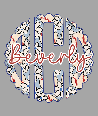Baseball Scalloped Monogram - Comfort Colors