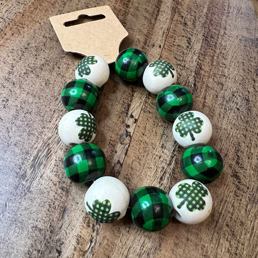 Wooden St Patty’s Day Bead Bracelet