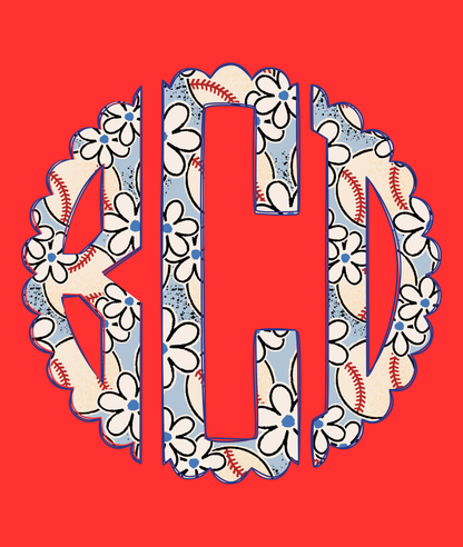 Baseball Scalloped Monogram - Comfort Colors