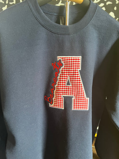 Anderson Bearcats Appliqué Sweatshirt - Navy Blue Gildan Crewneck