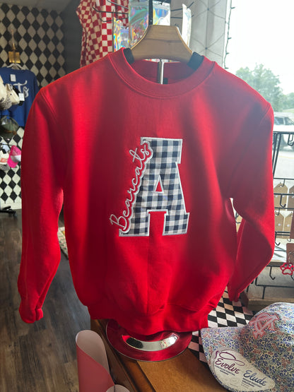Anderson Bearcats Appliqué Sweatshirt - Red Gildan Crewneck
