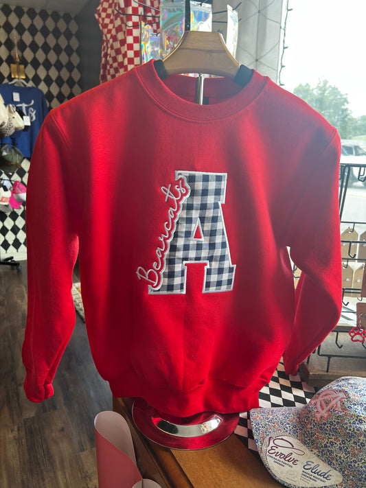 Anderson Bearcats Appliqué Sweatshirt - Red Gildan Crewneck