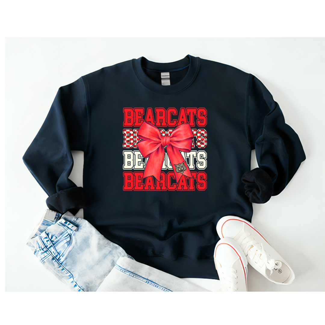 Bearcat Bow Mascot Tee - Adult Navy