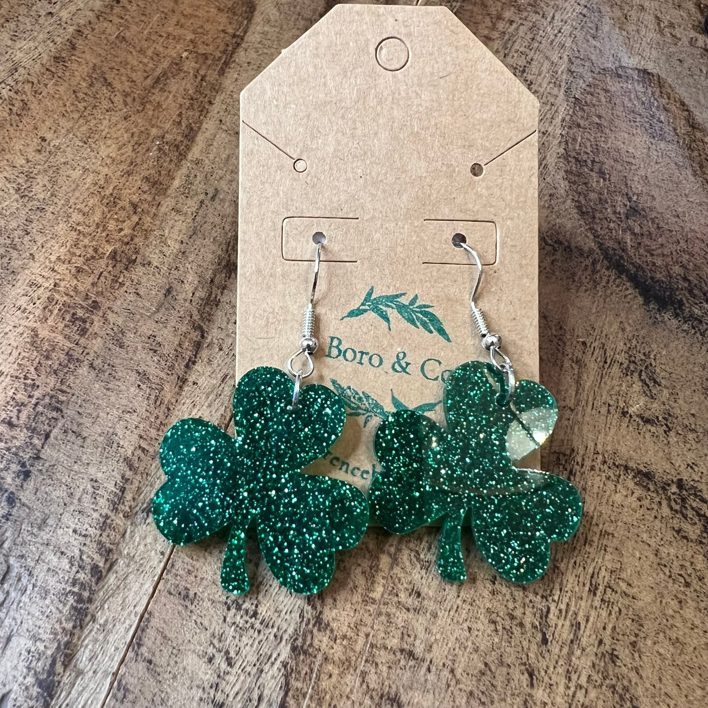 Glitter Shamrock Acrylic Earrings