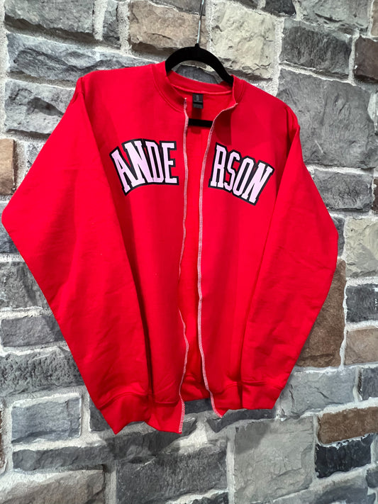 Anderson Red Varsity Sweatshirt Cardigan