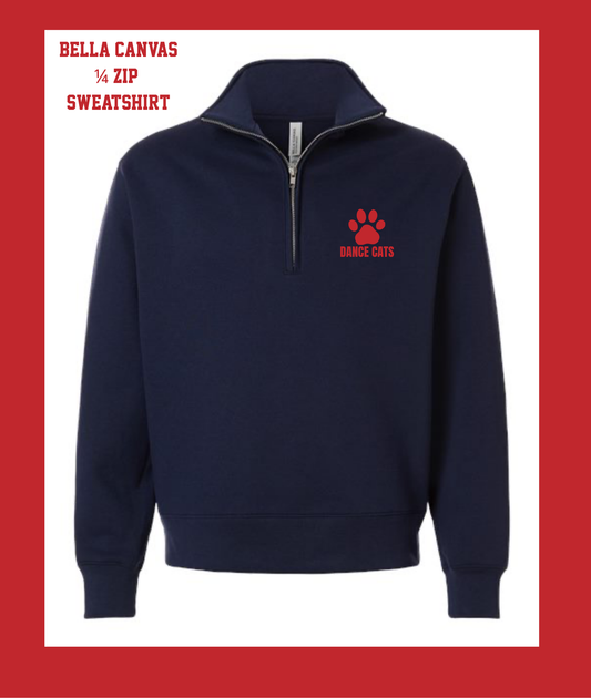 Bella Canvas 1/4 Zip Embroidered Sweatshirt