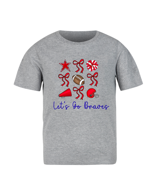 Braves Football Bow Tee