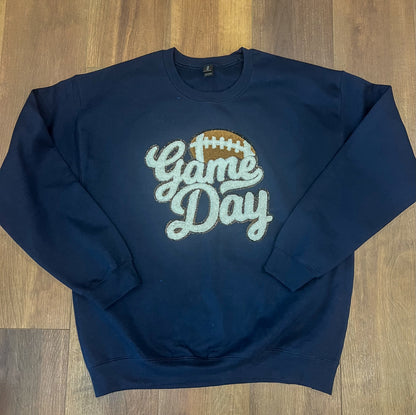 Game Day Football Chenille Patch Sweatshirt - Navy