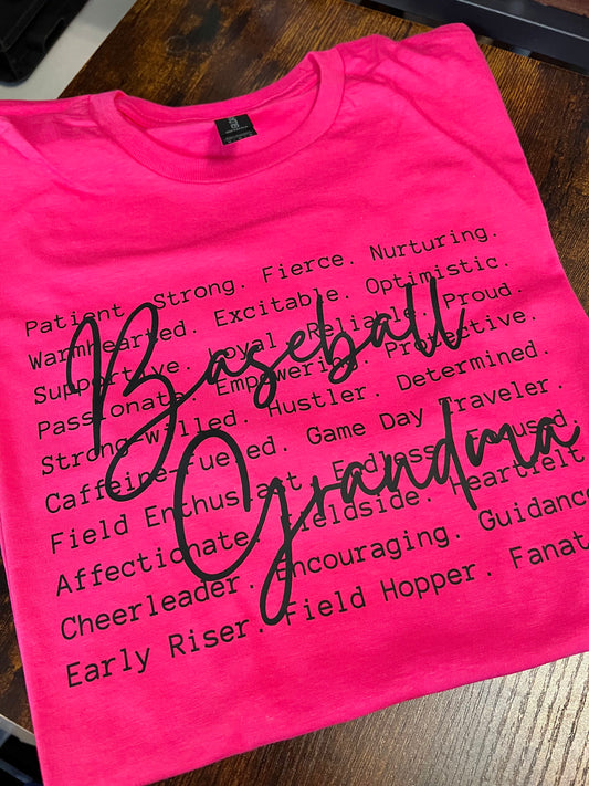Baseball Grandma Script Tee