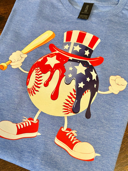 Patriotic Baseball Man Tee