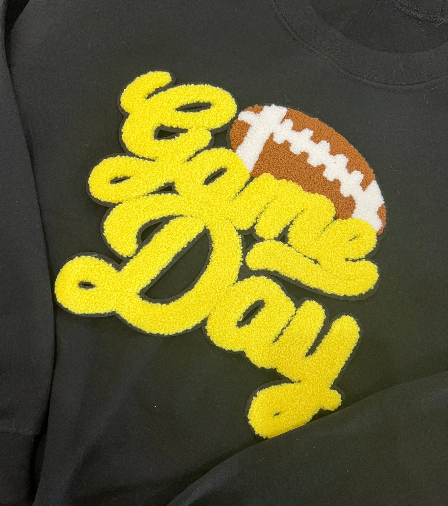 Yellow Game Day Chenille Patch - Crewneck Sweatshirt