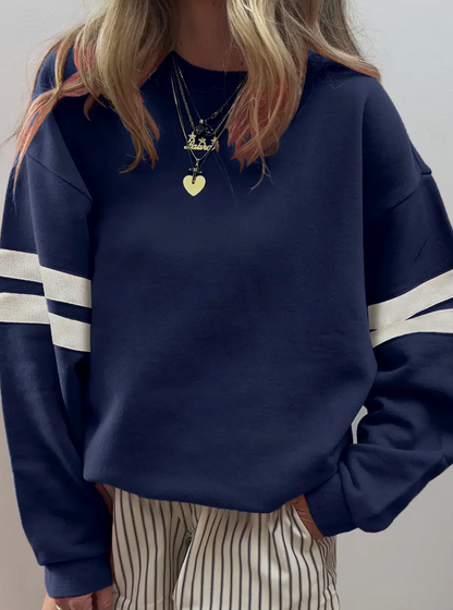 Bearcubs - Oversized Varsity Stripe Crewneck - Navy