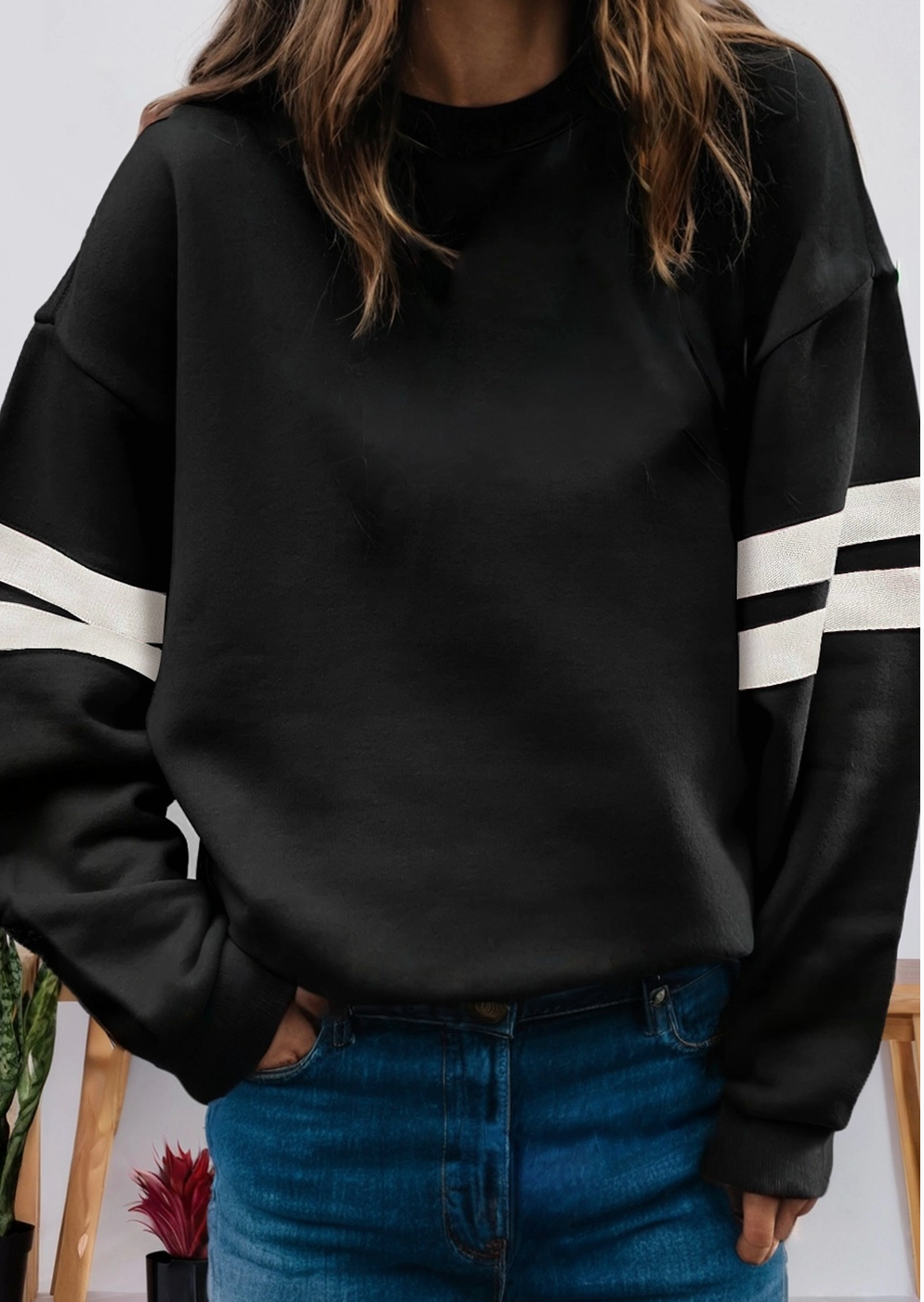 Custom - Oversized Varsity Stripe Crewneck - PREORDER