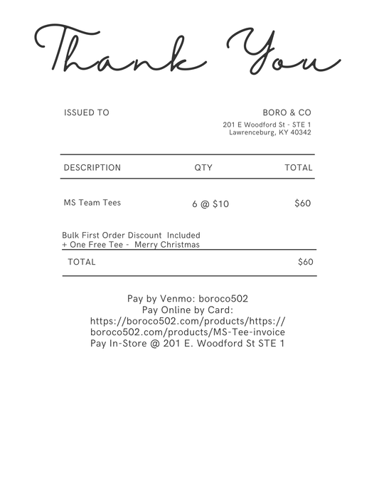 MS Tee Invoice