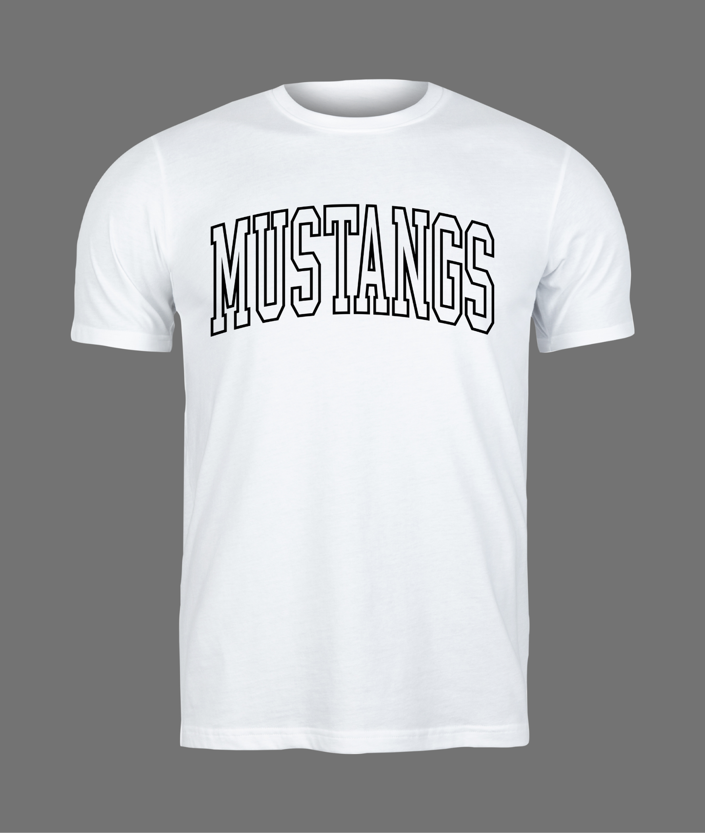 New Mustangs Hollow Letter Tee - Black Design