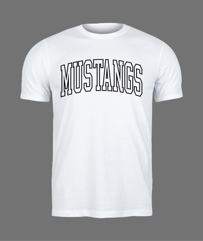 New Mustangs Hollow Letter Tee - Black Design