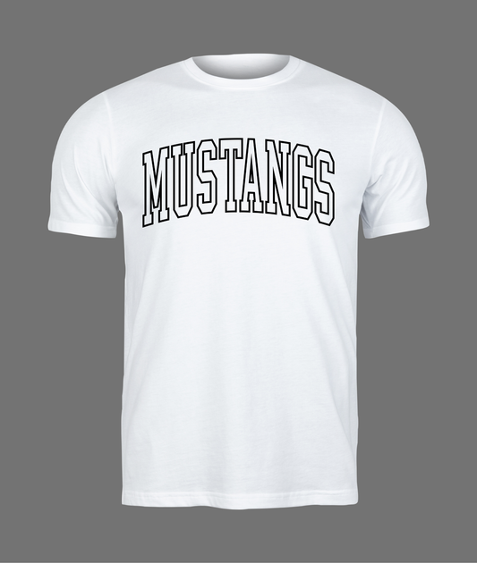 New Mustangs Hollow Letter Tee - Black Design