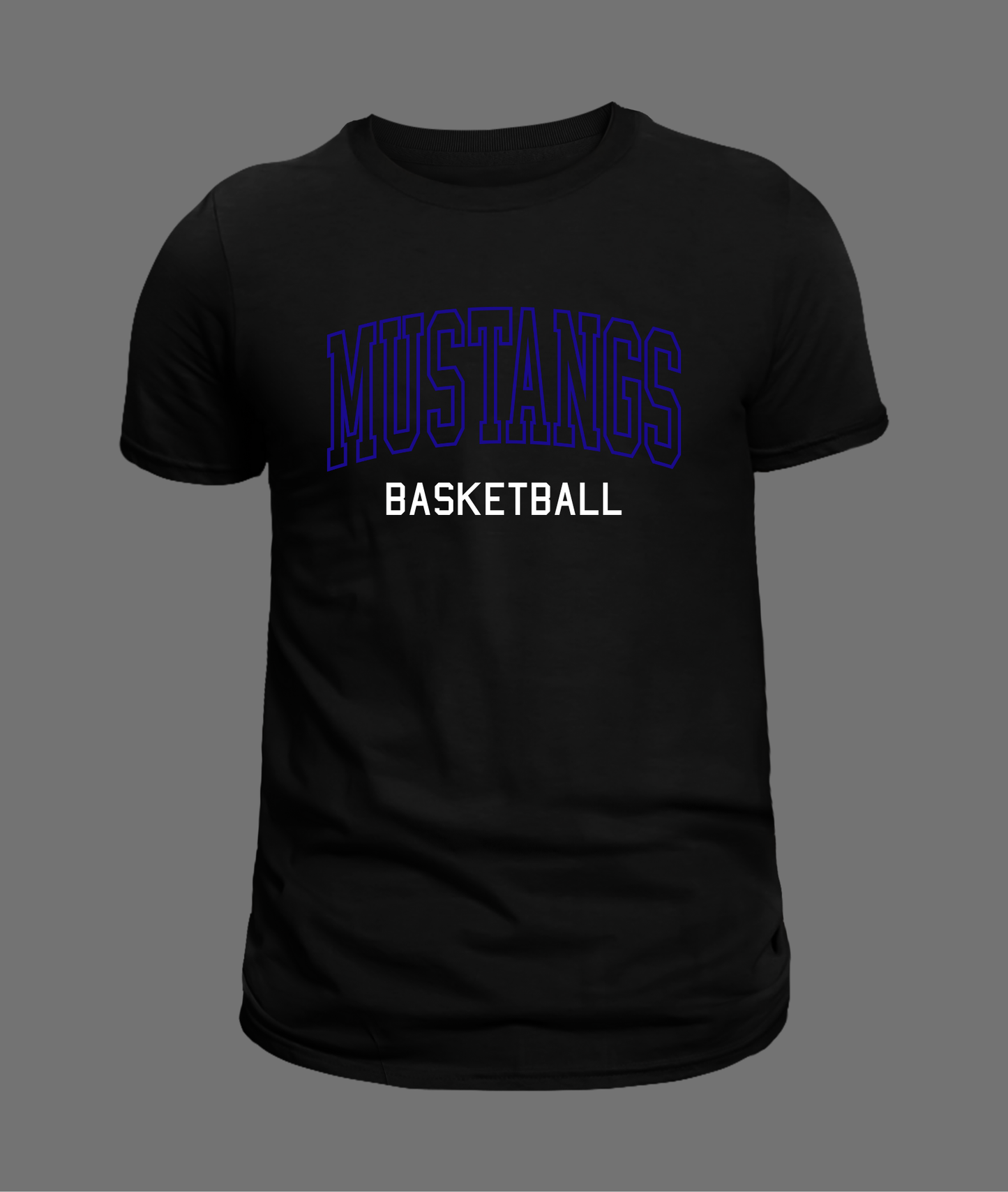 New Mustangs Hollow Letter Tee - Blue Design