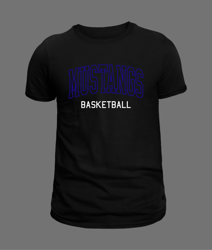 New Mustangs Hollow Letter Tee - Blue Design