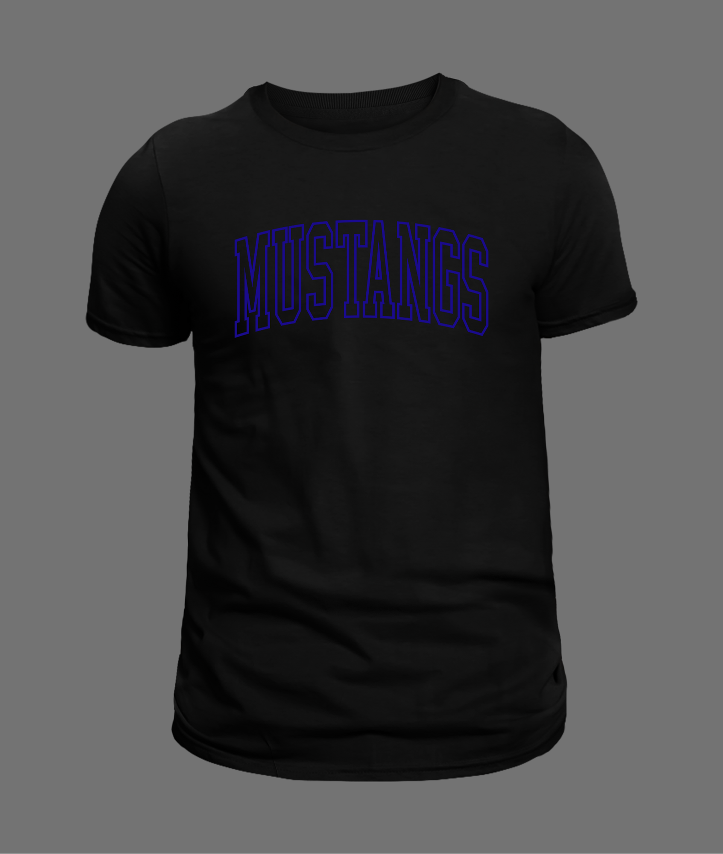 New Mustangs Hollow Letter Tee - Blue Design