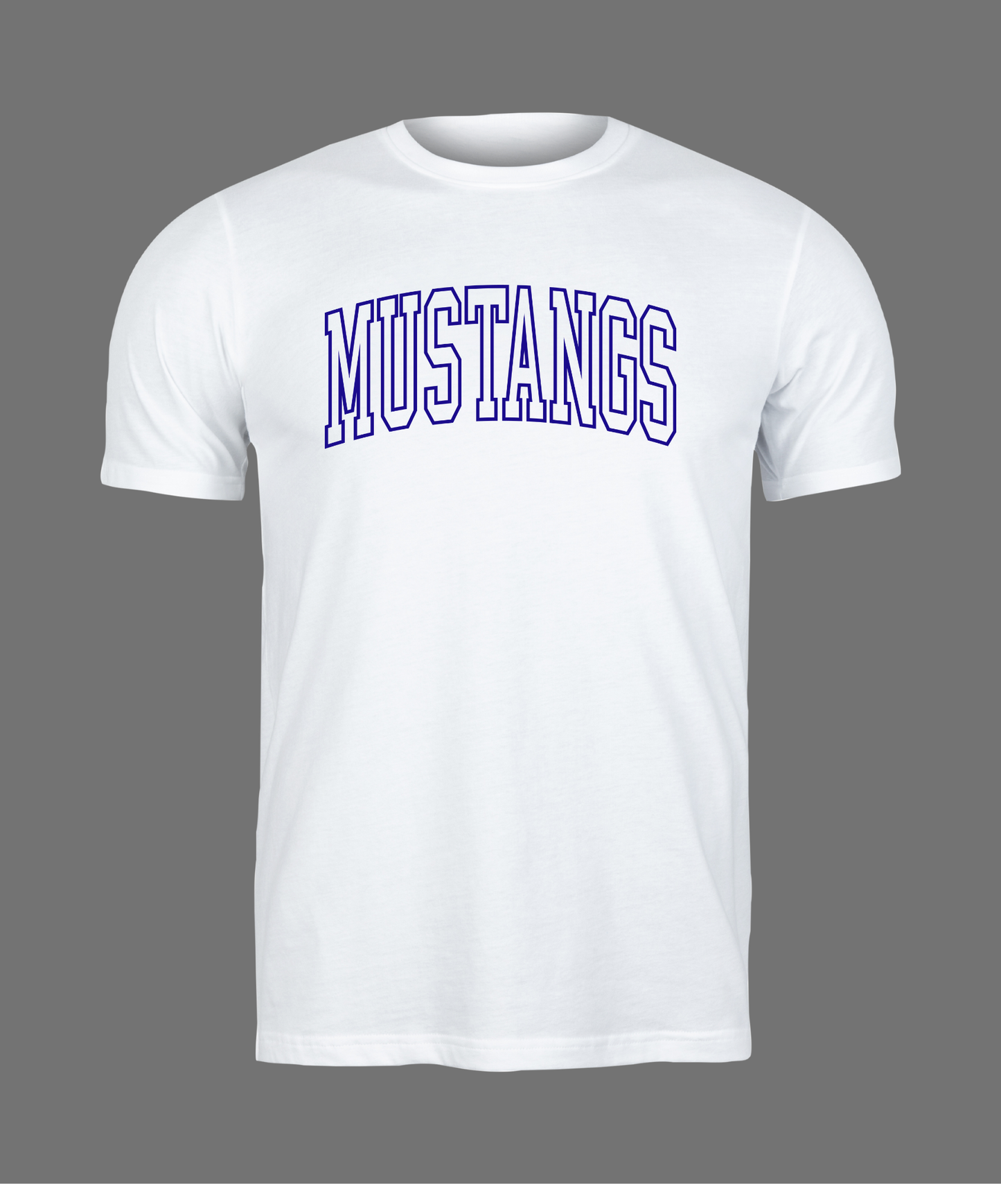 New Mustangs Hollow Letter Tee - Blue Design