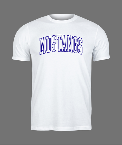 New Mustangs Hollow Letter Tee - Blue Design