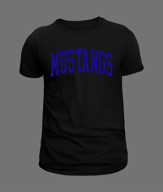 New Mustangs Letter Tee - Blue Design