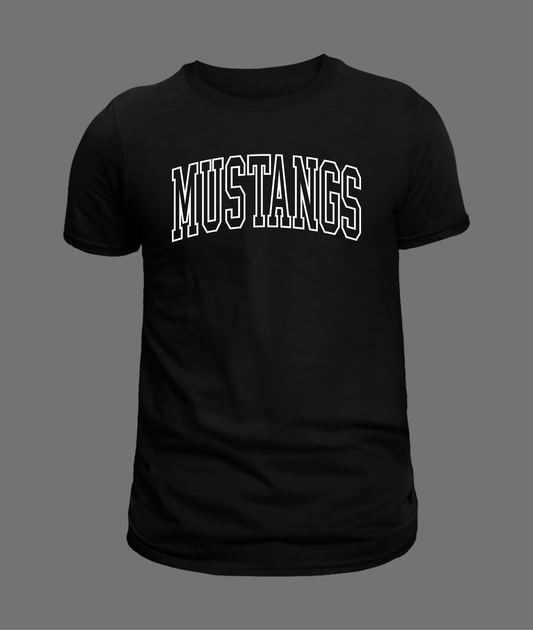 New Mustangs Hollow Letter Tee - White Design
