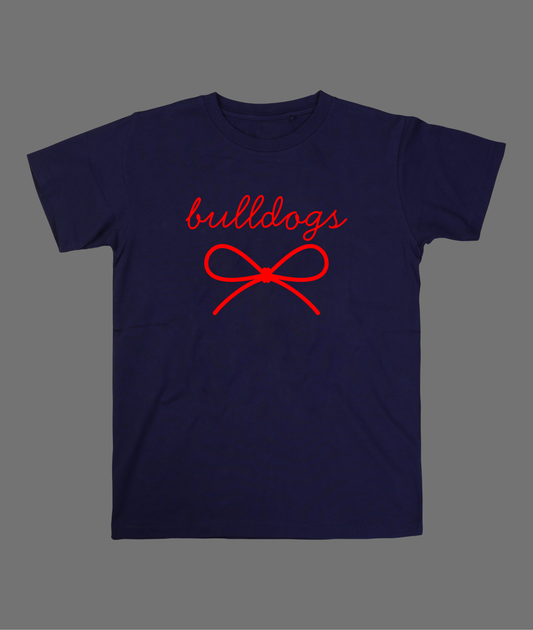 New Bulldogs Simple Bow Tee - Red Bow