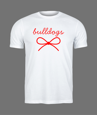 New Bulldogs Simple Bow Tee - Red Bow